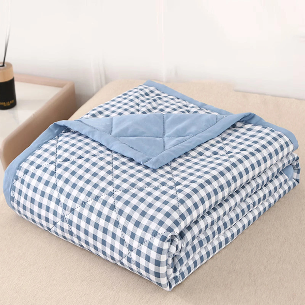 Lightweight Plaid Quilt for Bed & Sofa | Soft Washed Summer Comforter & Bedspread | Cozy Bedroom Decor in 5 Colours, 150x200 to 200x230cm
