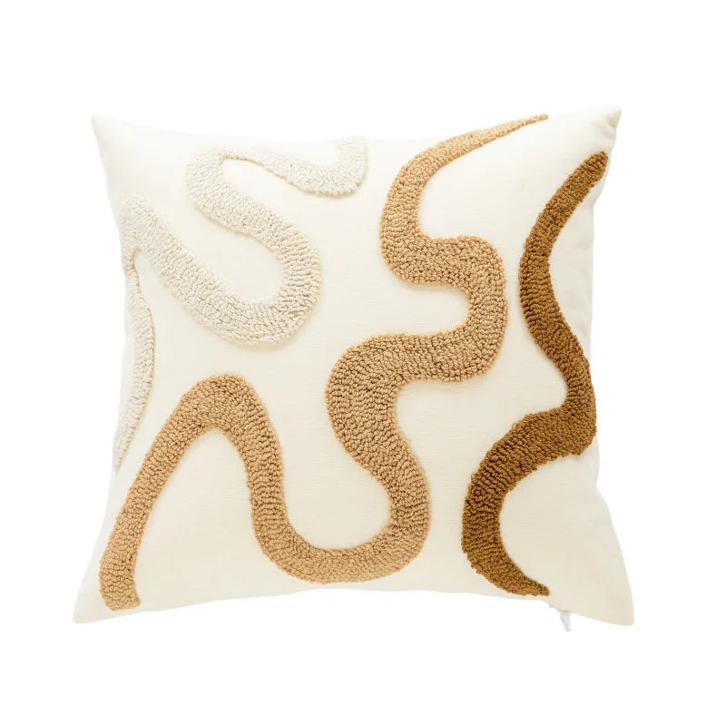 Textured Throw Pillow Cover for Sofa & Bed | Boho Neutral Bedroom Decor | Tufted, Suede, Chenille & Faux Fur Designs in Cream & Brown