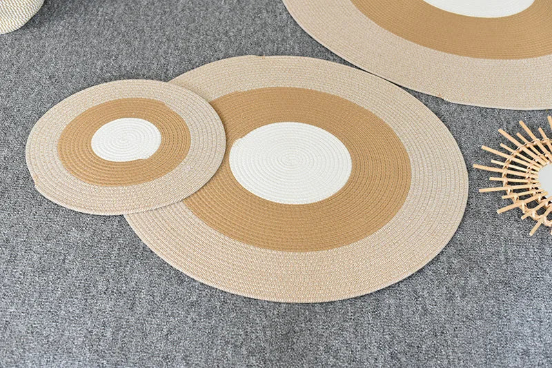 Round Woven Rug with Tassels for Bedroom & Living Room | Handmade Boho Area Rug | Natural Vintage Floor Mat in 5 Styles, 45 to 120cm