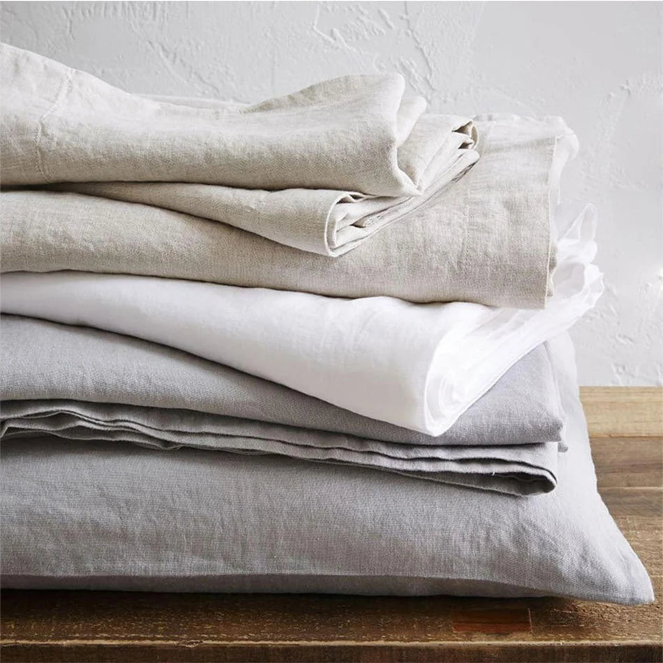 Stone Washed Linen Duvet Cover & Pillowcases for Bedroom | 100% French Linen Bedding | Breathable Neutral Bedroom Decor | 10 Colours