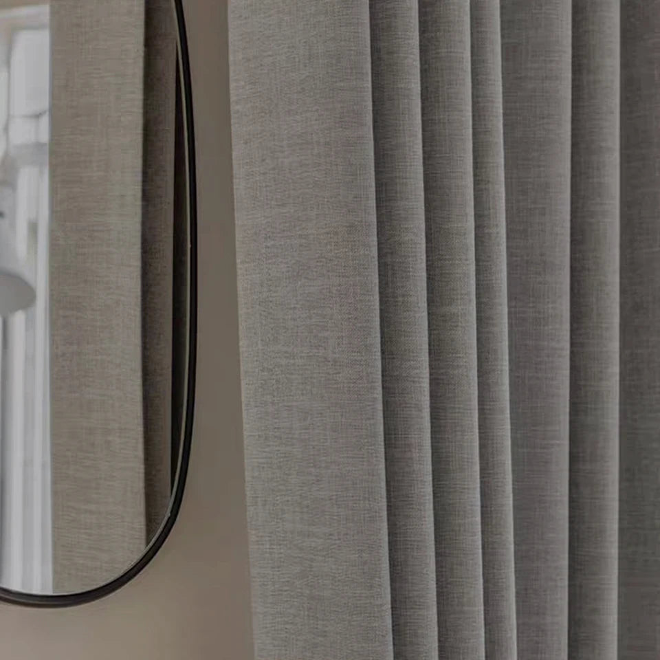 Linen Look Room Darkening Curtain for Bedroom & Living Room | Neutral Modern Window Drape | Sold Per Panel in Grey Coffee or Beige, 12 Sizes