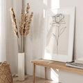 Botanical Line Art Canvas Prints for Living Room & Bedroom | Neutral Beige Minimalist Wall Art | Unframed Single or Set of 3, 20x30 to 50x70cm