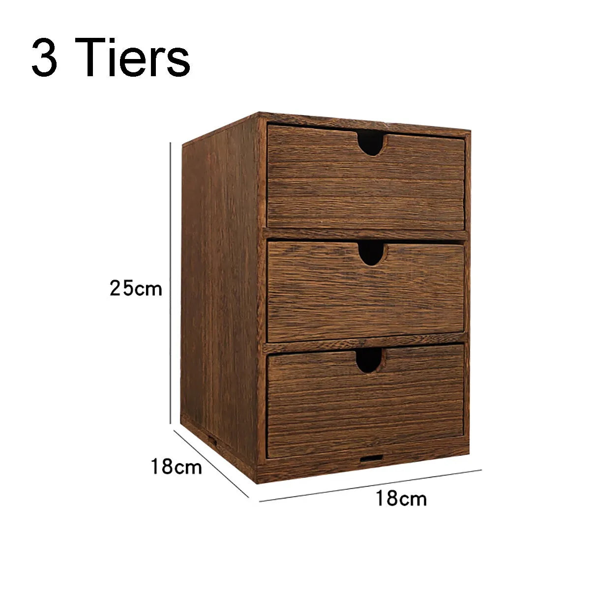 Bamboo Desktop Drawer Organiser for Desk, Vanity & Bedroom | Small Wooden Storage Cabinet | Retro Decorative Drawers, 2, 3 or 4 Tier