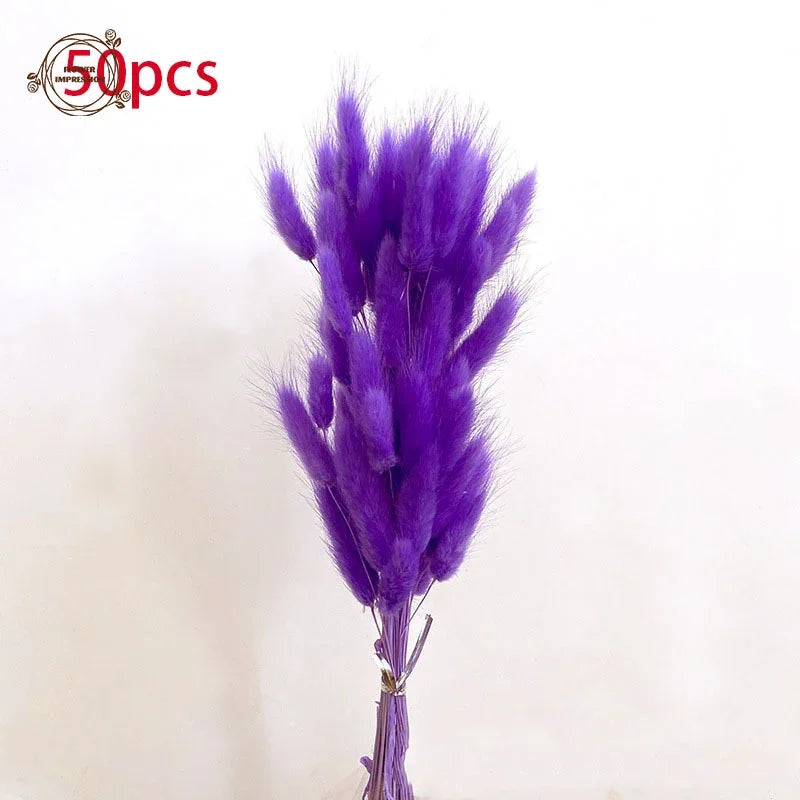 Dried Bunny Tail Grass Bouquet for Vases & Table Decor | 50 Natural Lagurus Stems | Boho Home & Wedding Decor in 18 Colours