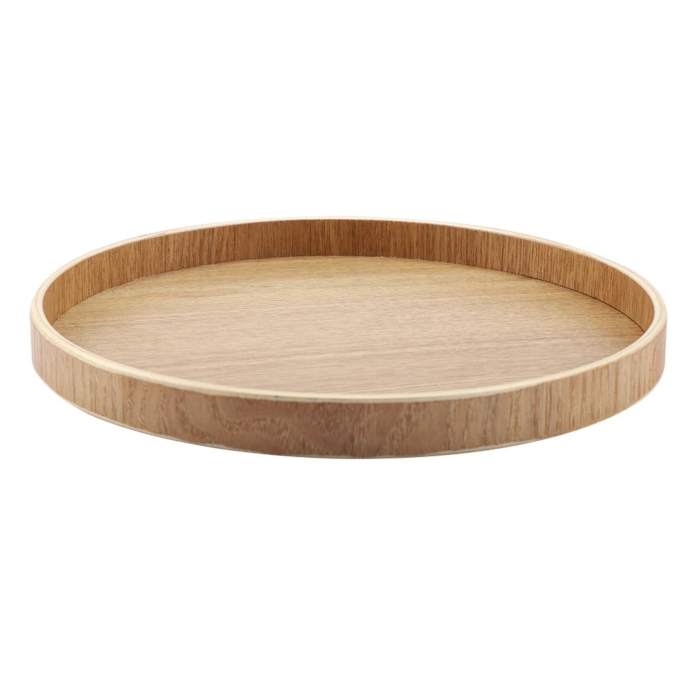 Round Wooden Tea Tray | Serving Tray & Dessert Platter for Afternoon Tea, Kitchen Dining and Coffee Table Decor, 24, 27, 30 or 33cm