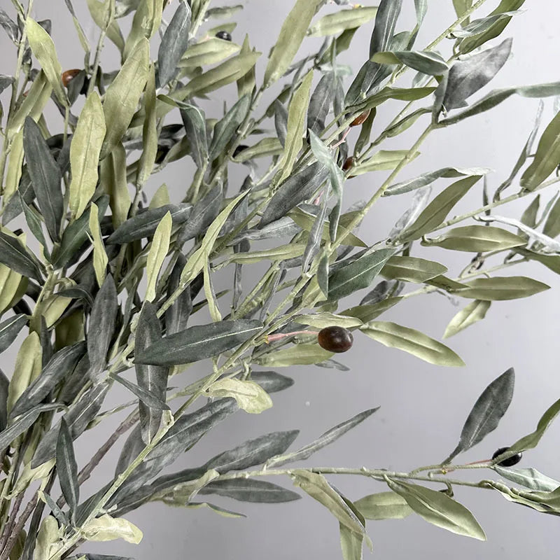 Artificial Olive Branch for Vases & Wreaths | 113cm Realistic Faux Olive Leaves | Fake Plant Stem for Living Room, Wedding & Christmas Decor