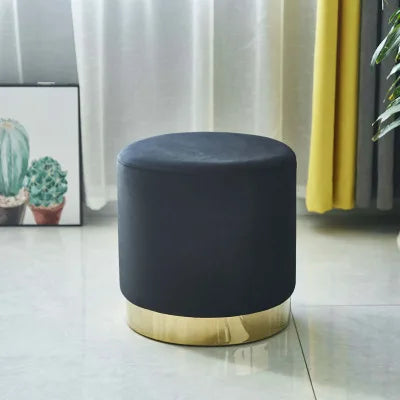 Velvet Storage Ottoman with Gold Trim | Modern Upholstered Pouf Footstool & Sofa Stool for Living Room & Bedroom, 10 Designs