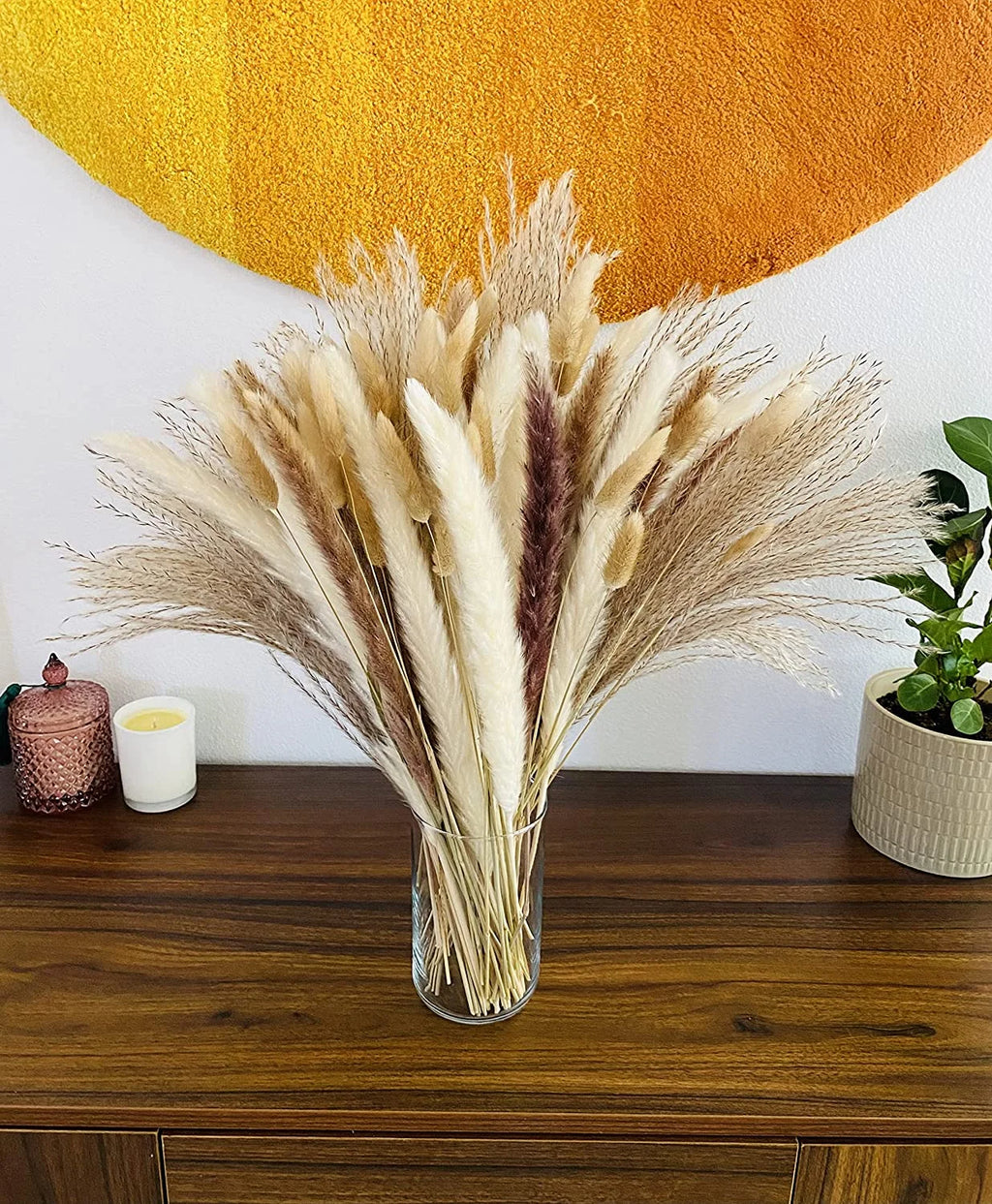 Dried Pampas Grass Bouquet for Vases, Living Room & Wedding Decor | Natural Fluffy Boho Dried Flowers | Mixed Bouquets in 30+ Styles, 45 to 50cm