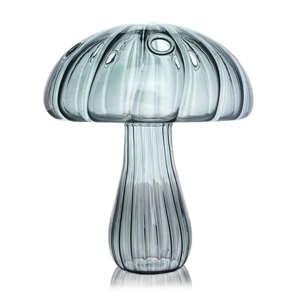 Mushroom Glass Vase for Desk, Shelf & Windowsill | Hydroponic Plant & Bud Vase | Colourful Modern Home Decor Ornament in 12 Colours