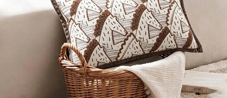 Brown Striped Chenille Throw Pillow Cover for Living Room Sofa & Bed | Textured Neutral Bedroom Decor | 45x45cm & 30x50cm