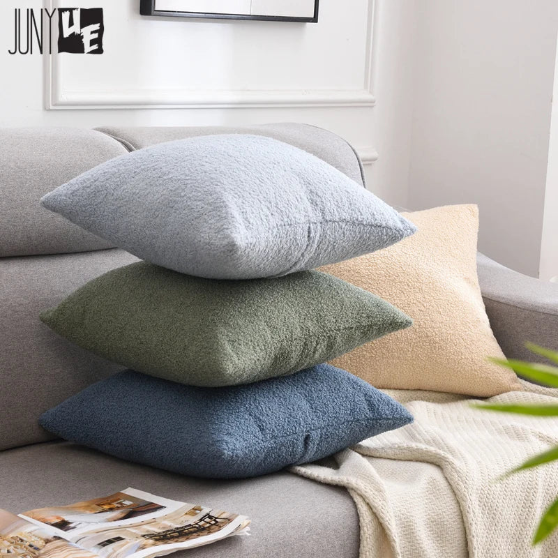 Teddy Faux Fur Throw Pillow Cover for Bedroom & Living Room Sofa | Plush Cozy Bedroom Decor | Nordic Neutral Cushion Cover in 11 Colours