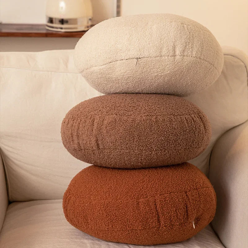 Round Teddy Faux Fur Cushion for Bedroom & Reading Nook | Cozy Bedroom Decor | Removable Washable Cover | With or Without Filling