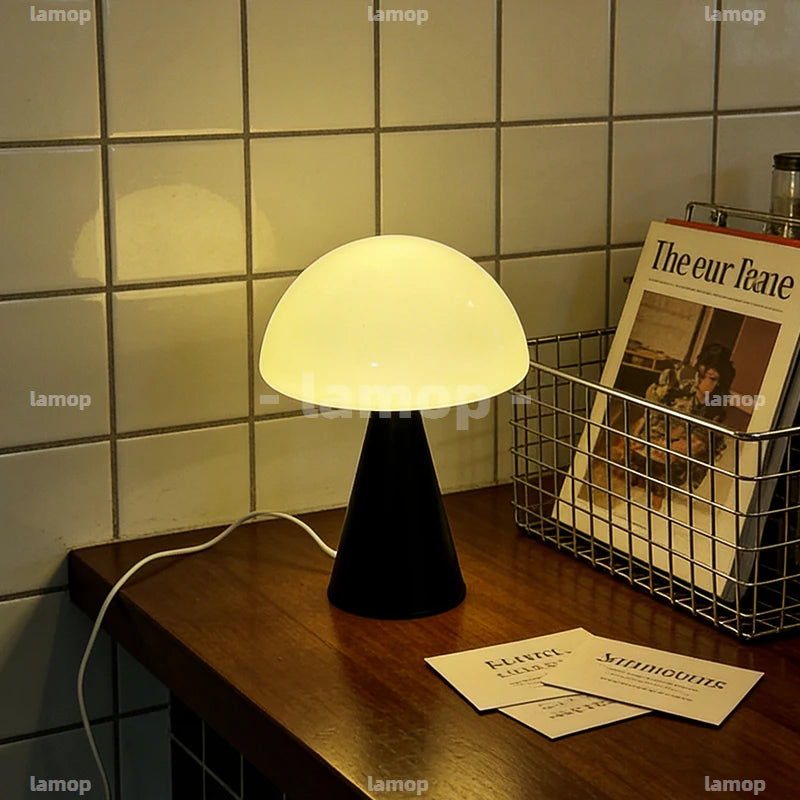 Glass Mushroom Table Lamp for Bedside, Desk & Study | Modern Minimalist Umbrella Lamp | USB-C Powered LED Night Light in 5 Colours