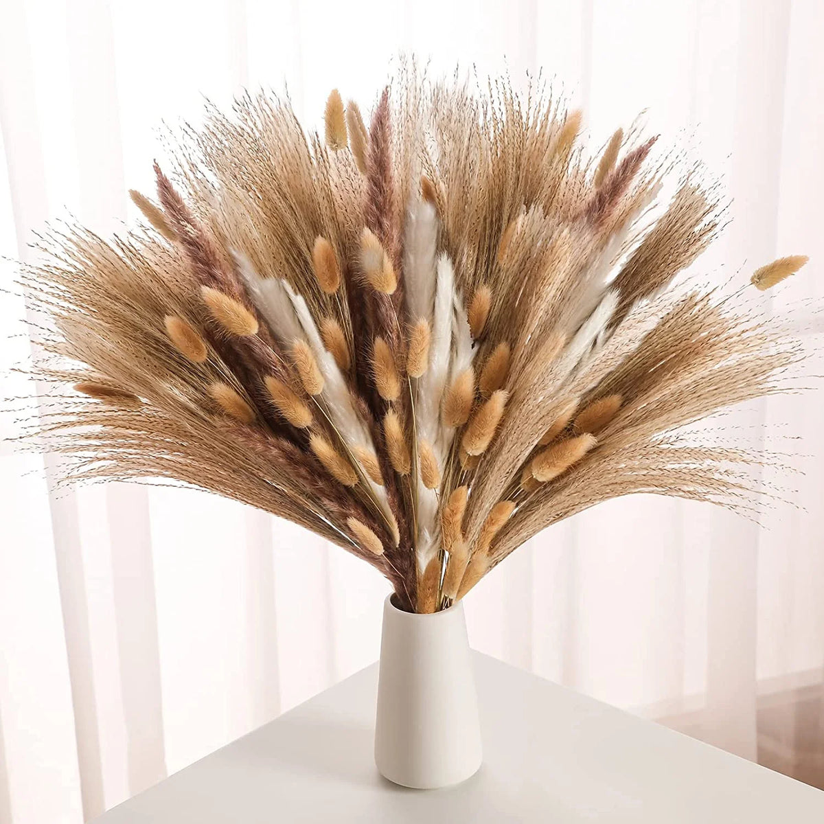 Dried Pampas Grass Bouquet for Vases, Living Room & Wedding Decor | Natural Fluffy Boho Dried Flowers | Mixed Bouquets in 30+ Styles, 45 to 50cm