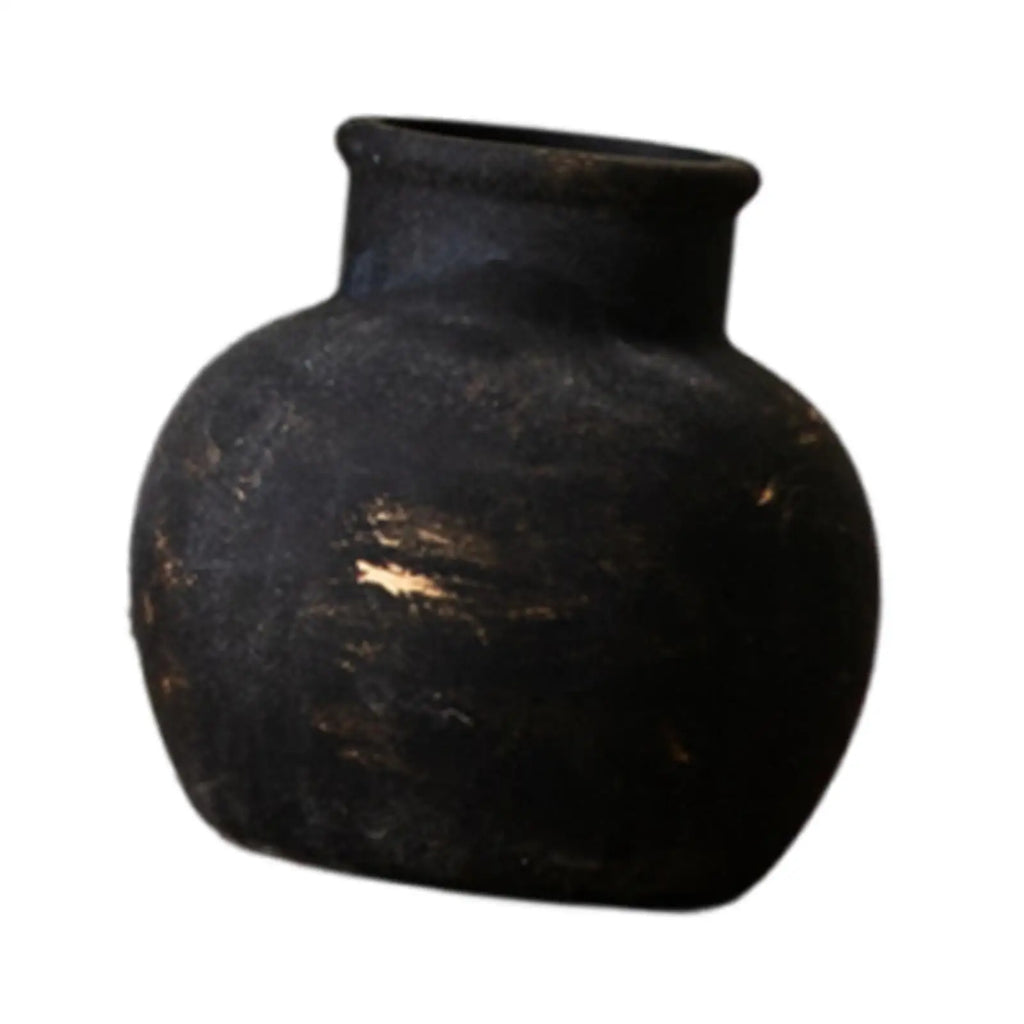 Rustic Ceramic Vase for Living Room, Mantel & Office | Wabi-Sabi Farmhouse Flower Vase | Textured Pottery Centrepiece in Black or Rust