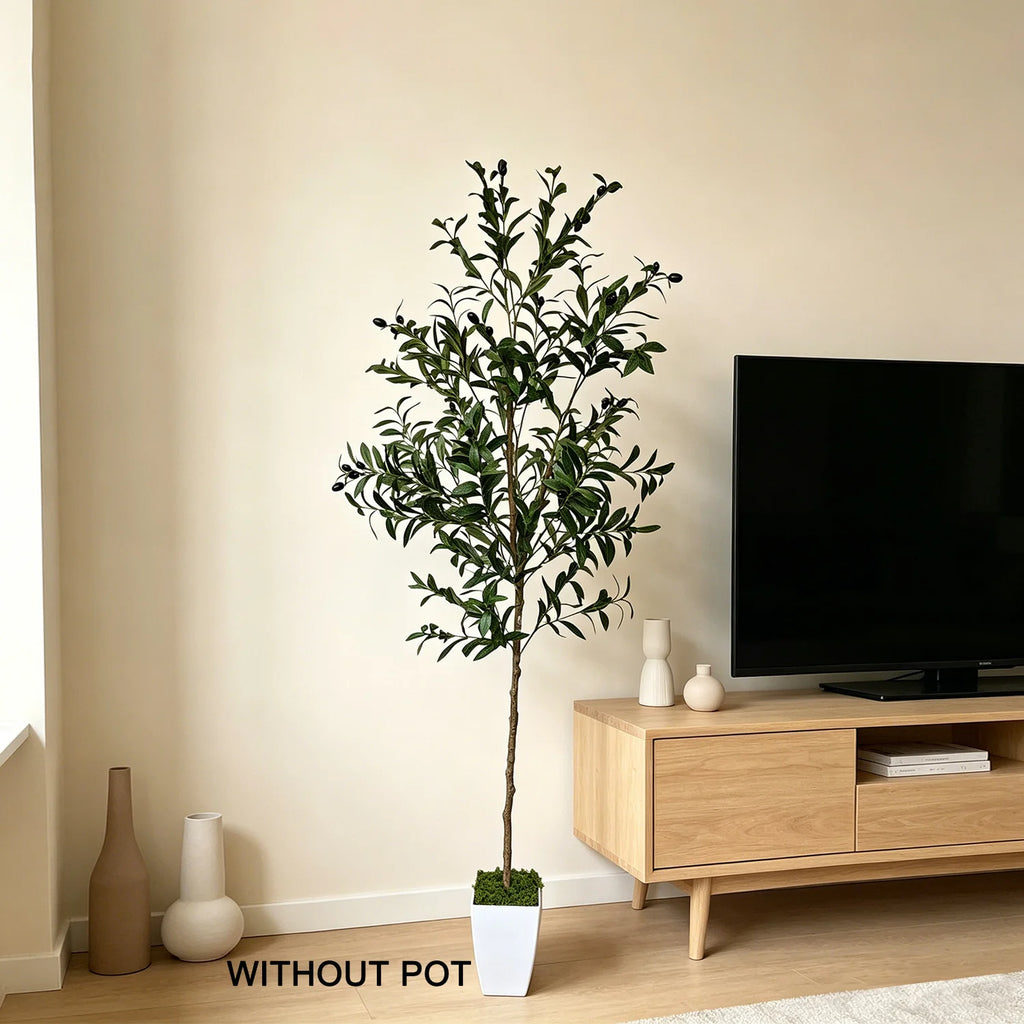 Artificial Olive Tree for Living Room, Balcony & Patio | 120–180cm Faux Indoor Outdoor Plant | Realistic Fake Tree for Home & Garden Decor