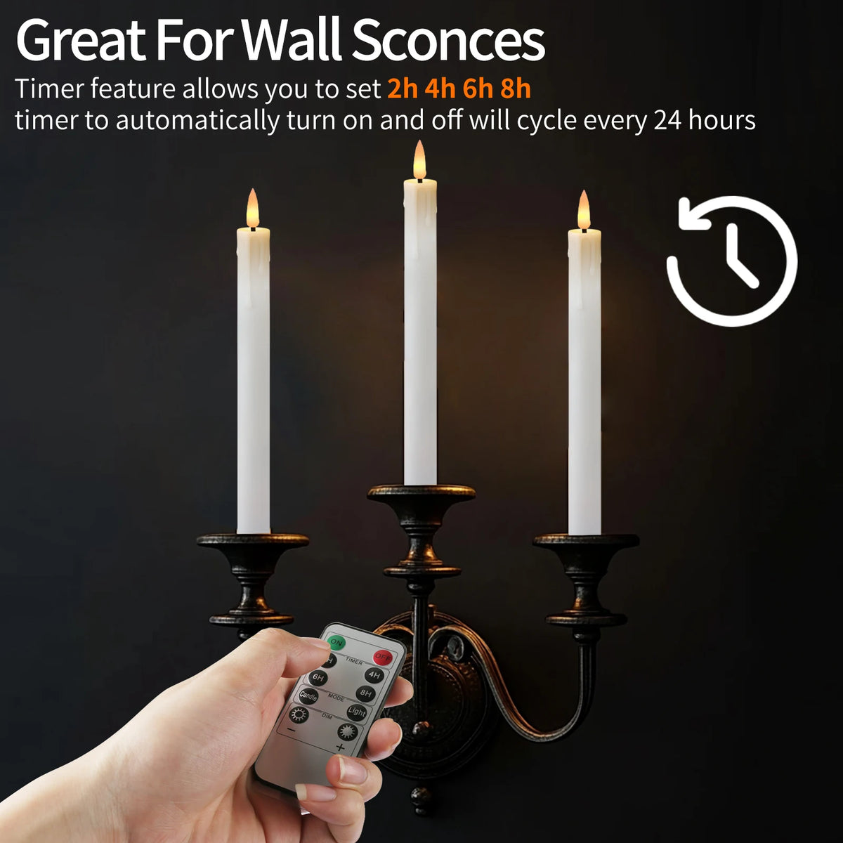 Rechargeable Flameless LED Taper Candles for Dining Table, Mantel & Window | Remote Control with Timer | Flickering Candle Set, 6 to 24 Pcs