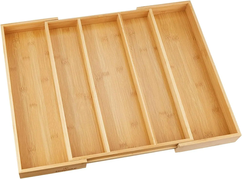 Expandable Bamboo Drawer Organiser for Kitchen Cutlery | Adjustable Utensil Tray & Silverware Divider | Natural Kitchen Storage, 2 Styles