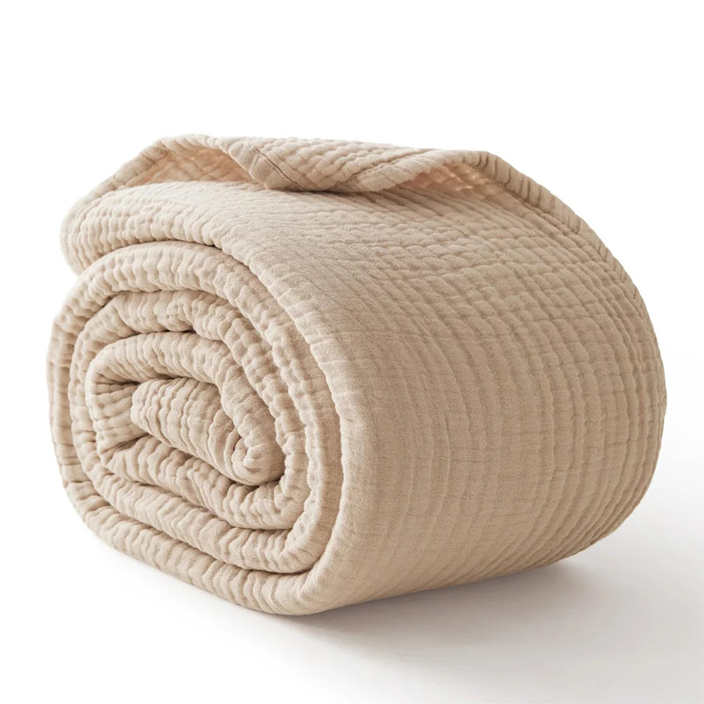 6-Layer Cotton Muslin Throw Blanket for Bed & Sofa | Lightweight Breathable Bedspread | Cozy Bedroom Decor | 3 Sizes, 9 Colours