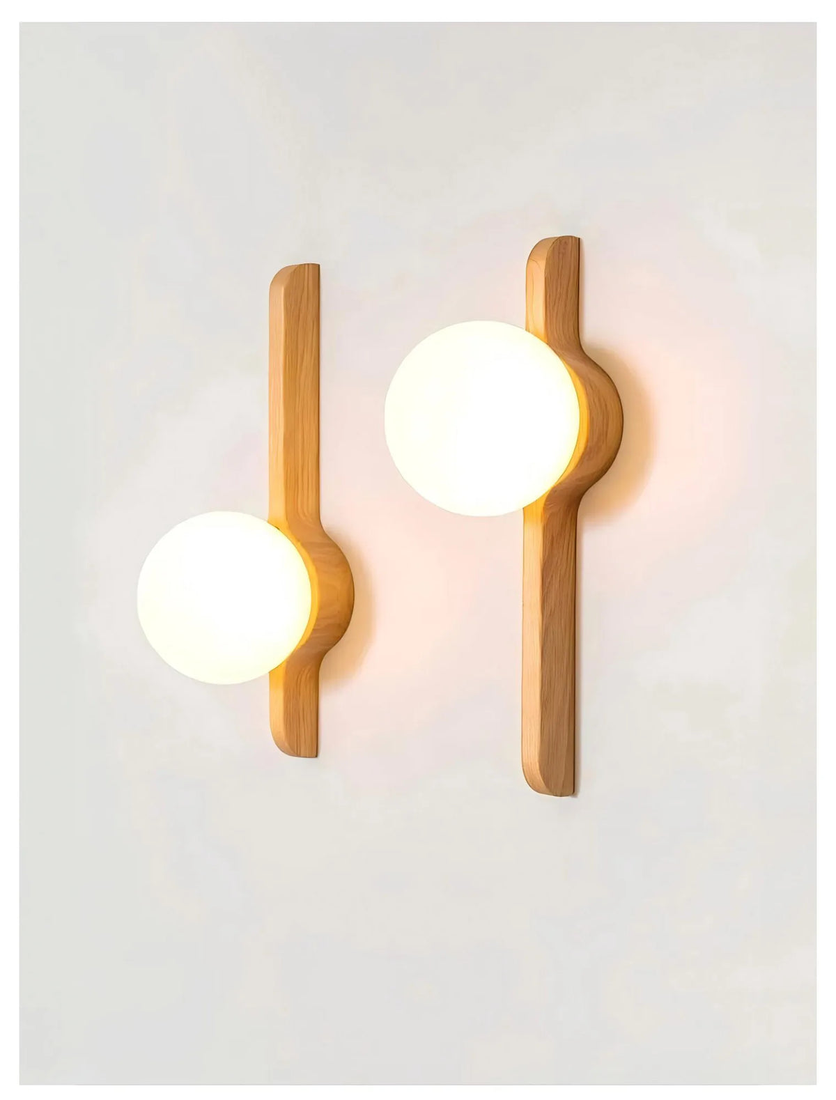Glass Globe Wall Sconce for Living Room, Bedroom & Hallway | Wabi-Sabi Walnut Wood Wall Light | Moonlight Globe in 3 Finishes & 3 Colour Temperatures