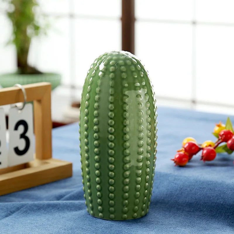 Minimalist Ceramic Cactus Ornament | Modern Faux Plant Sculpture for Living Room, Entryway, Desk & Shelf Decor, 4 Styles, Business Gift