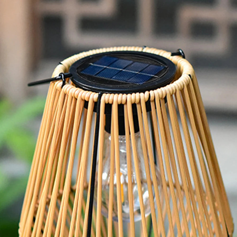 Large Rattan Solar Lantern for Balcony, Patio & Garden | IP65 Waterproof Hanging Bamboo Weave Light | Solar Outdoor Lighting, 2 Options
