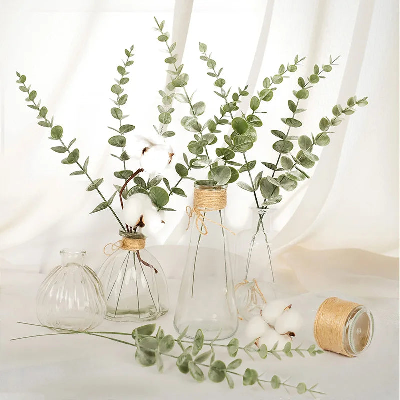 Artificial Eucalyptus Stems for Vases, Garlands & Centrepieces | 20 Faux Eucalyptus Branches | Wedding & Christmas Decor, Dark or Grey Green