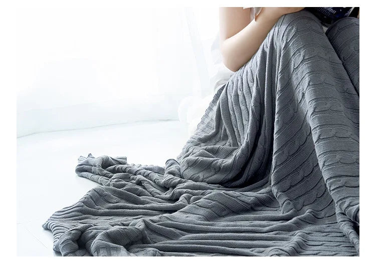 Cotton Cable Knit Throw Blanket for Bed & Sofa | Heavyweight Soft Knitted Blanket | Classic Cozy Bedroom Decor | 2 Sizes, 8 Colours