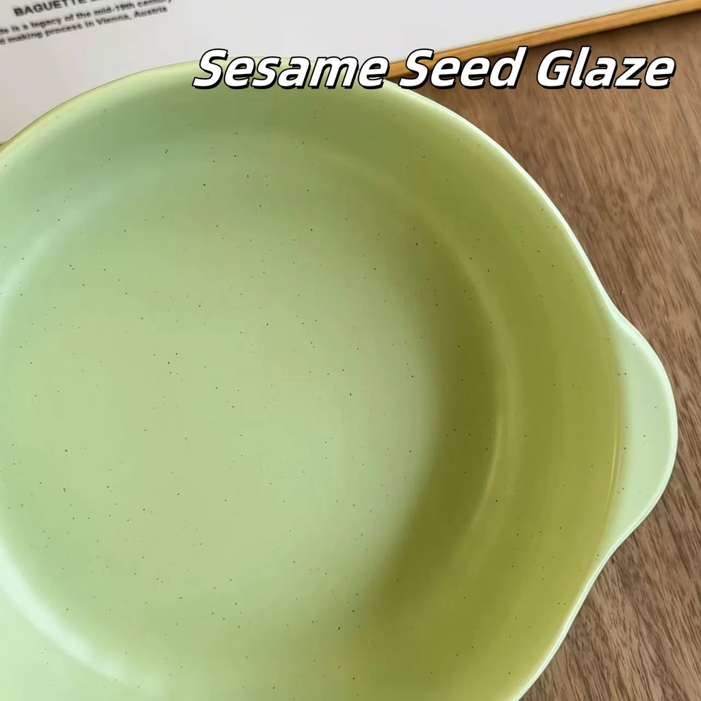 Large Ceramic Bowl with Double Handles for Soup, Salad & Noodles | Microwave & Oven Safe Porcelain Tableware | Minimalist Kitchen Bowl, 3 Colours