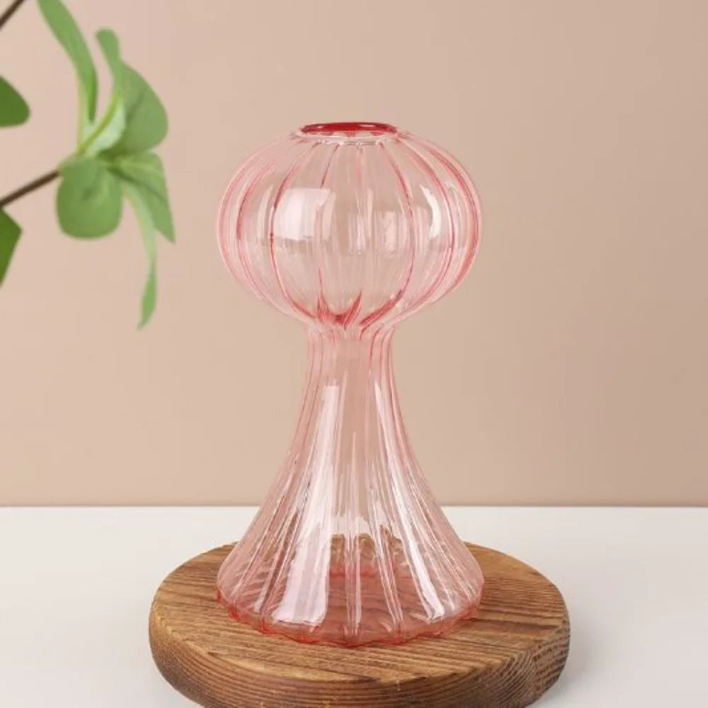 Mushroom Glass Vase for Desk, Shelf & Windowsill | Hydroponic Plant & Bud Vase | Colourful Modern Home Decor Ornament in 12 Colours