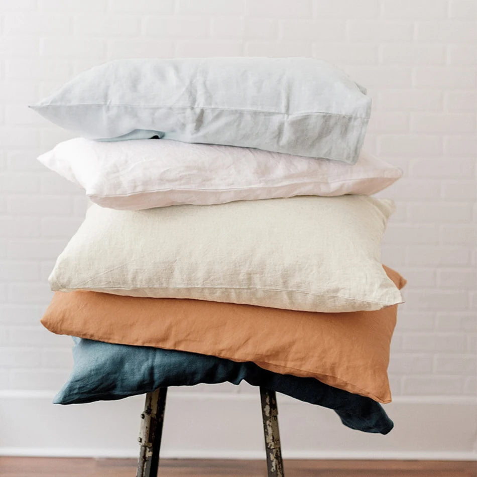 Stone Washed Linen Duvet Cover & Pillowcases for Bedroom | 100% French Linen Bedding | Breathable Neutral Bedroom Decor | 10 Colours