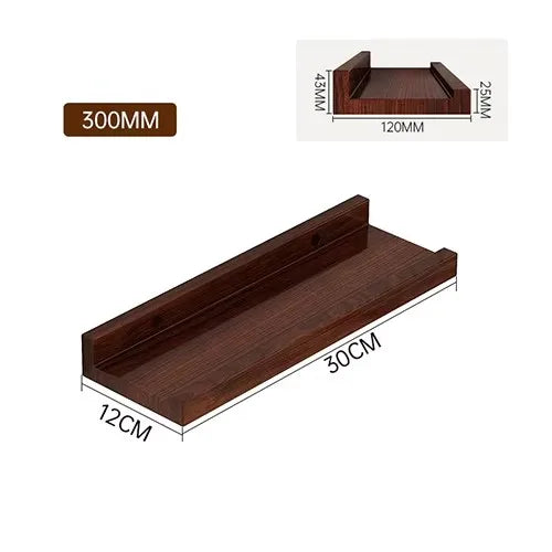 Wooden Floating Shelf for Bathroom, Kitchen & Living Room | U-Shaped Wall Mounted Display Shelf | Natural or Peach Wood Finish, 30cm
