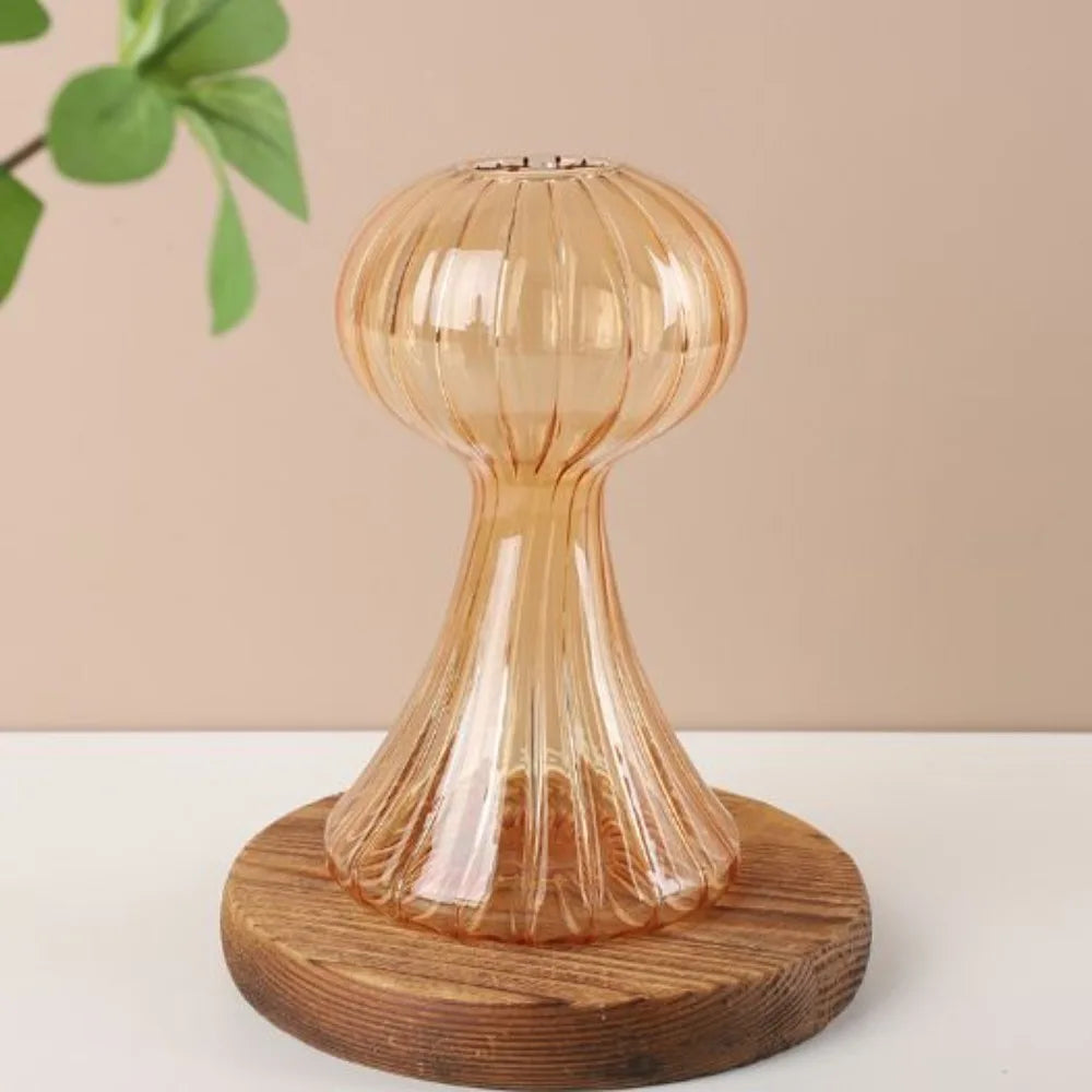 Mushroom Glass Vase for Desk, Shelf & Windowsill | Hydroponic Plant & Bud Vase | Colourful Modern Home Decor Ornament in 12 Colours