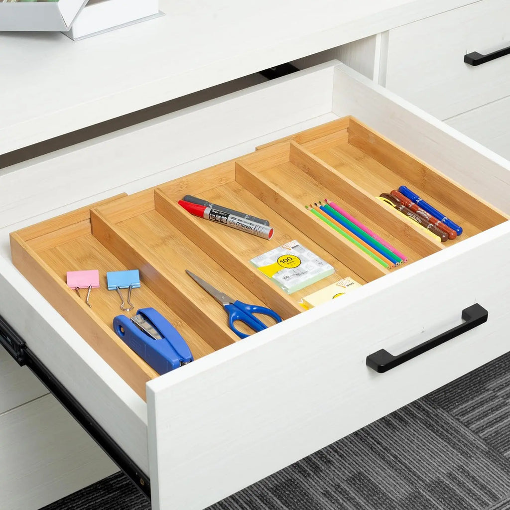 Expandable Bamboo Drawer Organiser for Kitchen Cutlery | Adjustable Utensil Tray & Silverware Divider | Natural Kitchen Storage, 2 Styles