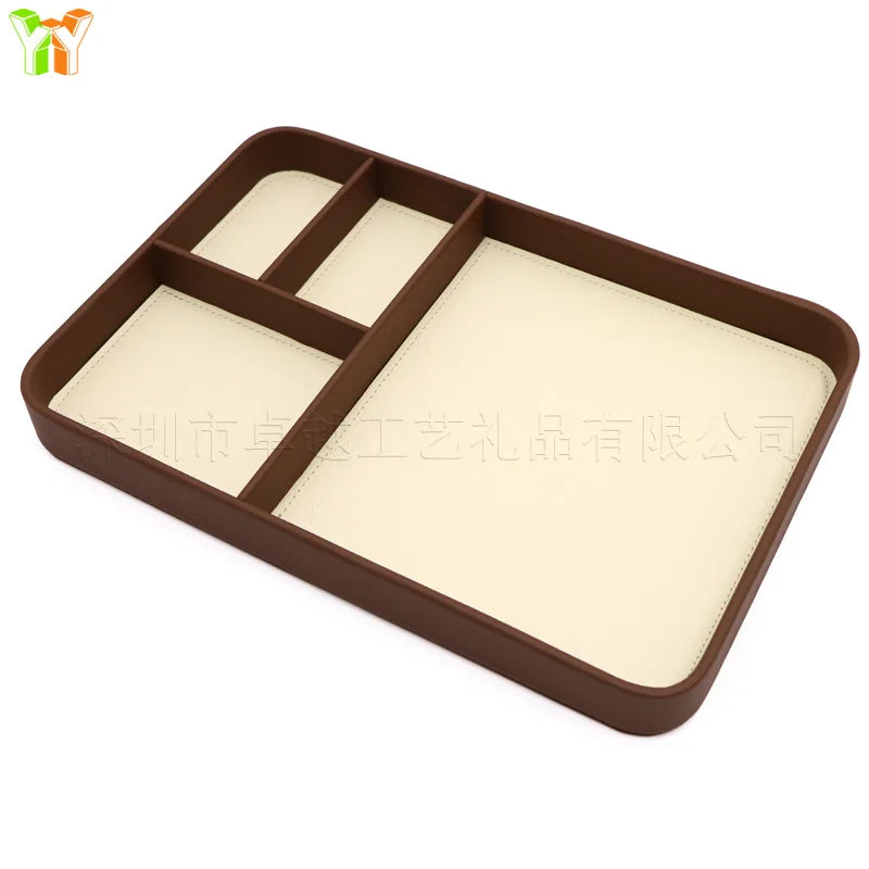 Wooden Valet Tray with Compartments for Nightstand & Entryway | Key, Jewellery & Desk Organiser Tray | European Style in 3 Finishes