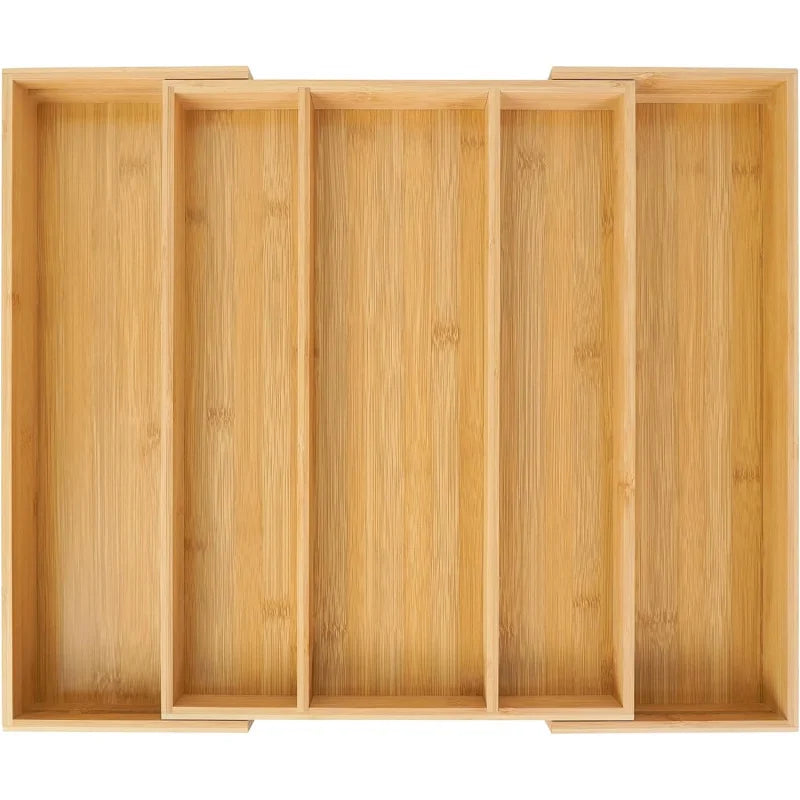 Expandable Bamboo Drawer Organiser for Kitchen Cutlery | Adjustable Utensil Tray & Silverware Divider | Natural Kitchen Storage, 2 Styles