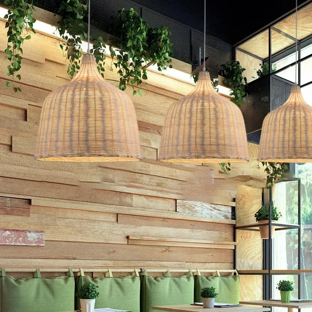 Large Hand-Woven Rattan Lampshade 26cm | Natural Wicker Bamboo Pendant Light & Chandelier Shade for Dining Room, Hotel & Restaurant
