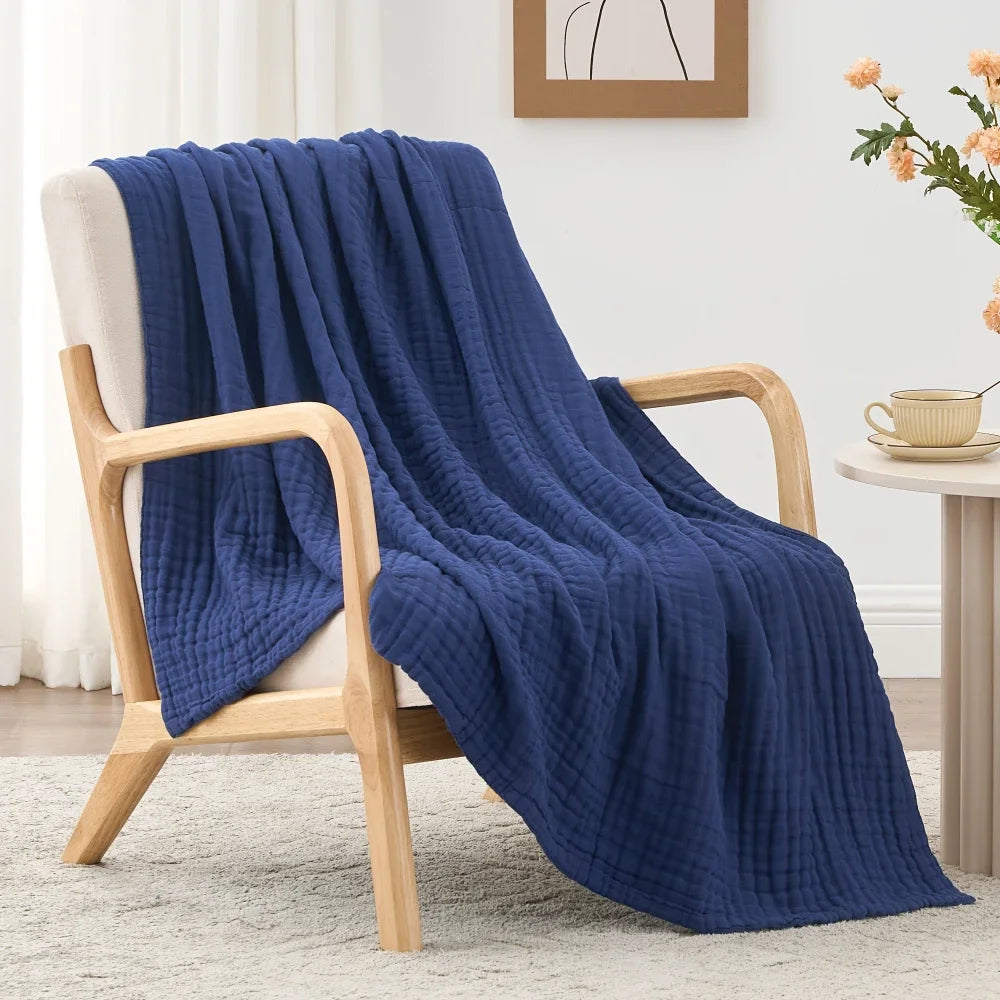 6-Layer Cotton Muslin Throw Blanket for Bed & Sofa | Lightweight Breathable Bedspread | Cozy Bedroom Decor | 3 Sizes, 9 Colours