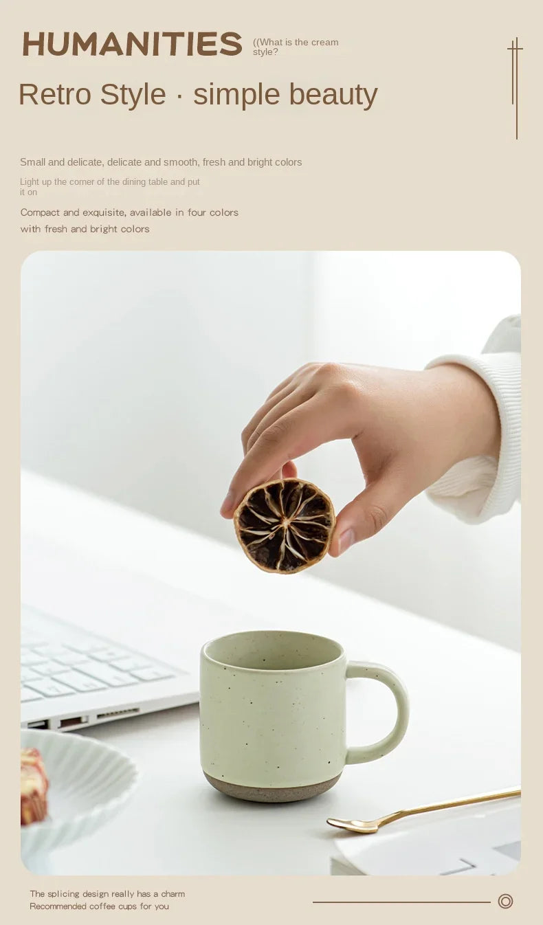 Speckled Ceramic Coffee Mug for Espresso, Cappuccino & Tea | 150ml Frosted Cup with Handle & Unglazed Base | Minimalist Tableware in 4 Colours