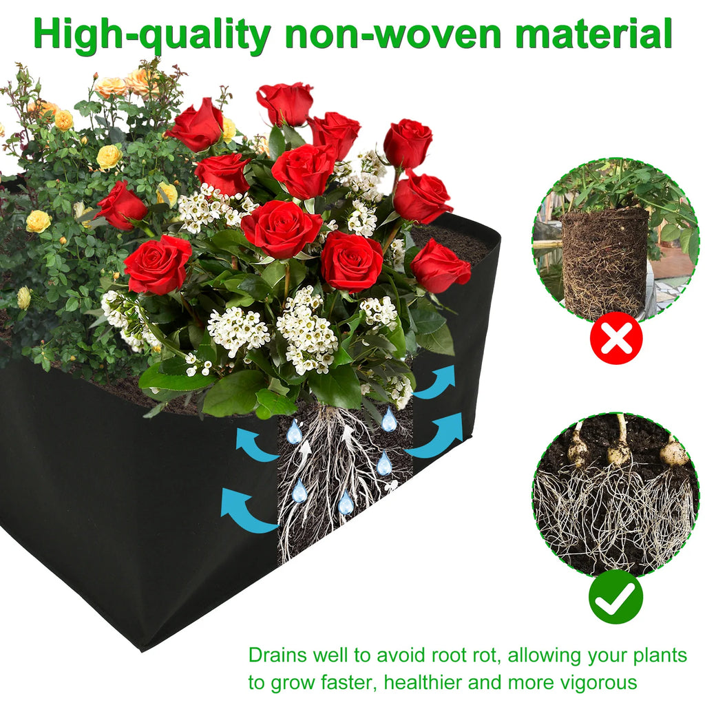 Fabric Raised Garden Bed with 4 or 8 Grids | Felt Grow Bag Vegetable Planter for Balcony, Patio & Allotment, 60cm or 180cm