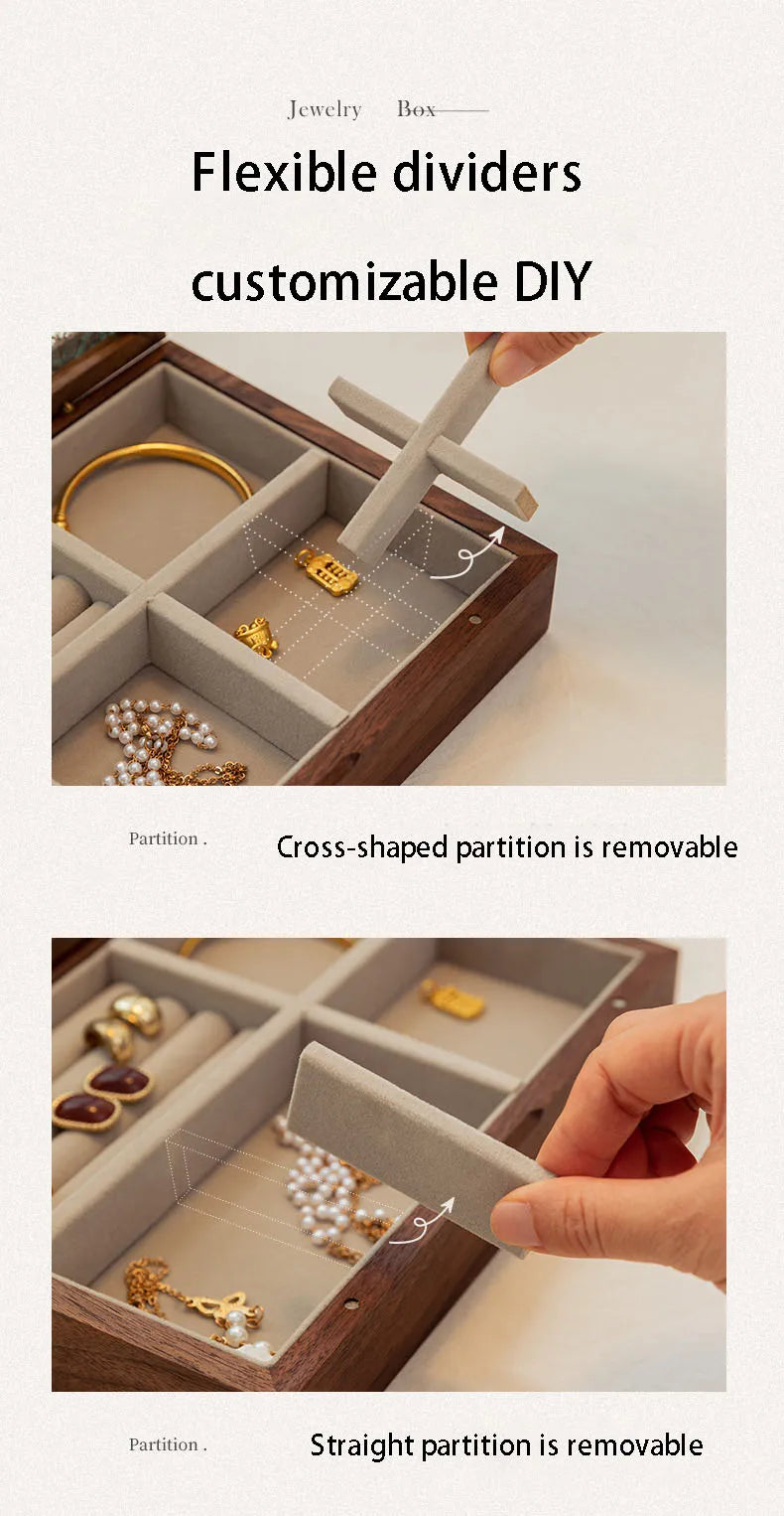 Solid Wood Jewellery Box for Dresser & Vanity | Modern Minimalist Organiser for Earrings, Necklaces & Bracelets | Portable Desktop Storage, 4 Styles