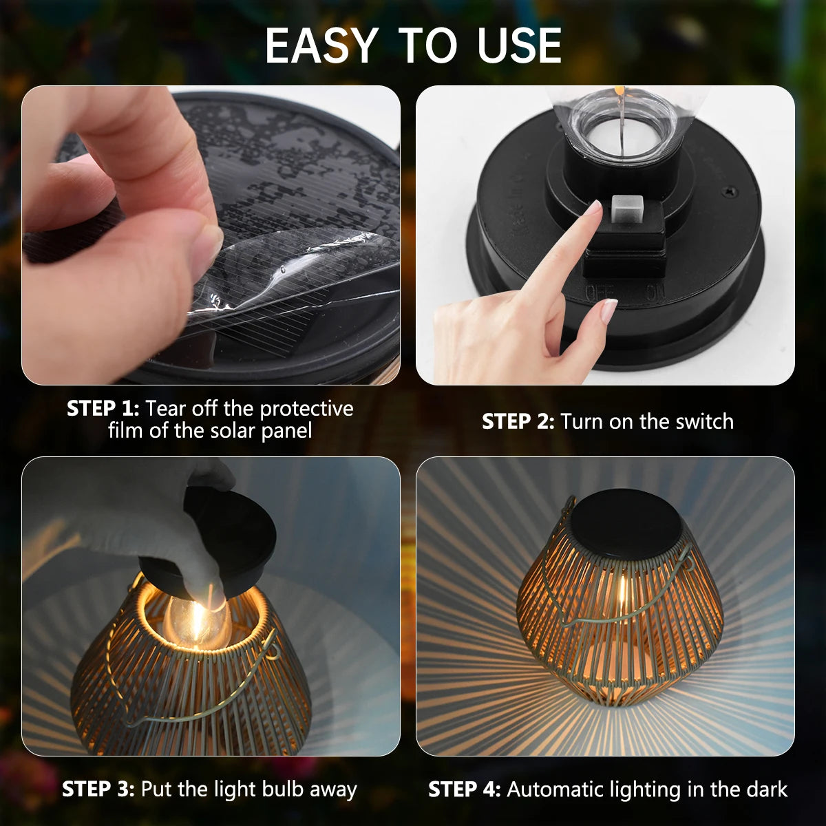 Solar Rattan Lantern for Garden, Patio & Porch | Waterproof Hanging Boho Solar Light | Automatic Outdoor Decorative Lighting, 2 Styles
