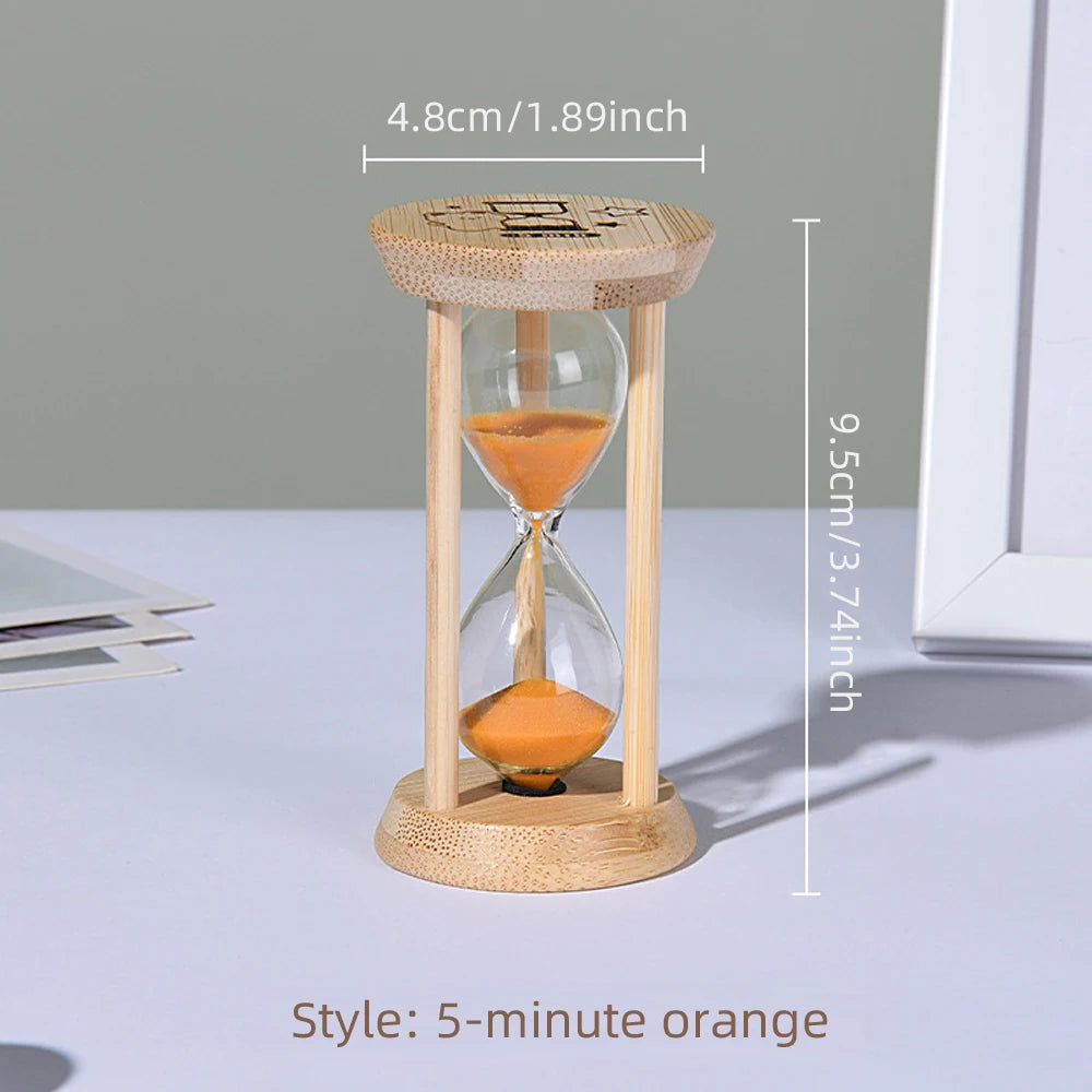Wooden Hourglass Sand Timer for Desk, Living Room & Kitchen | Minimalist Home Decor Accent | 3, 5, 10, 15 or 30 Minutes in Blue or Orange
