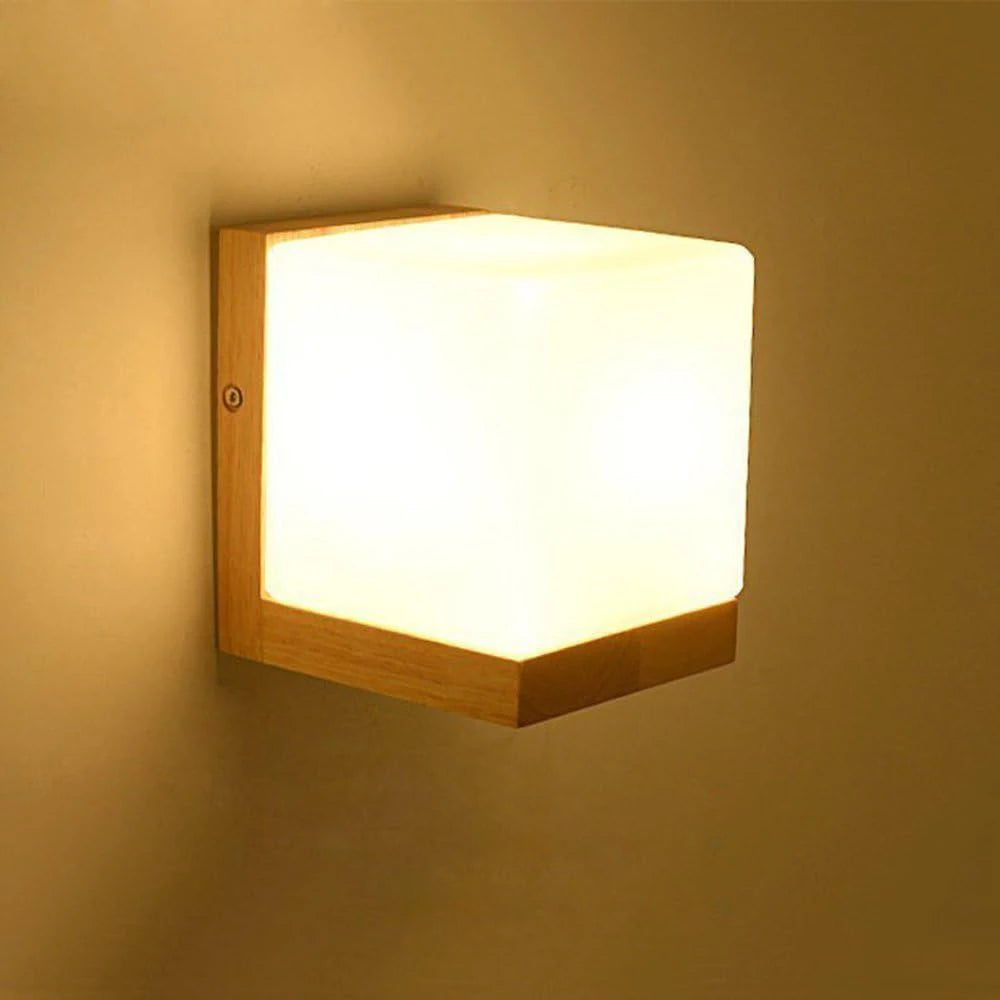 Wooden Wall Sconce for Bedroom, Kitchen & Living Room | Nordic Wood & Glass Shade Wall Light | E27 Wall Lamp Fixture in 5 Styles