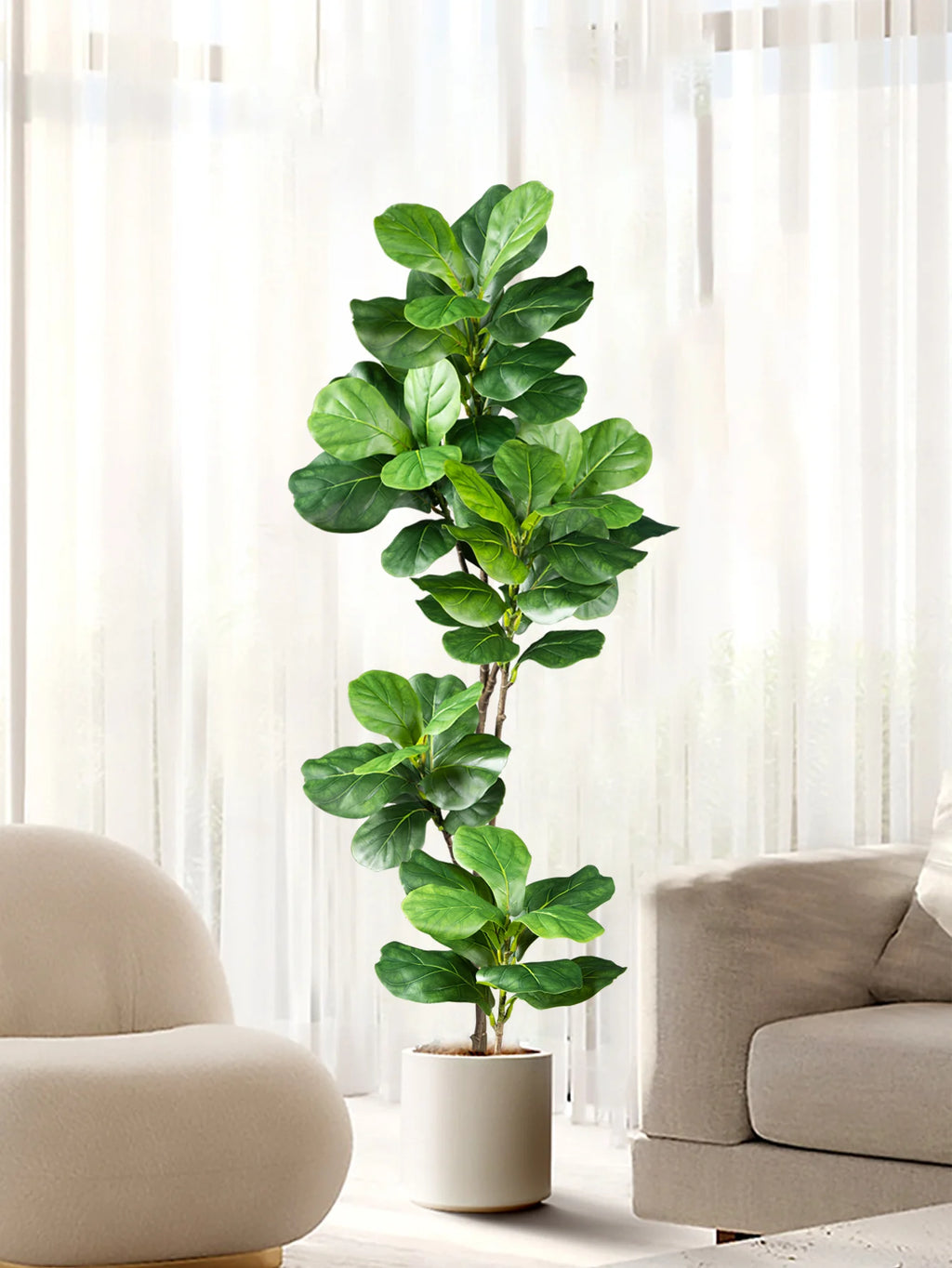 Artificial Ficus Tree for Living Room, Office & Patio | Realistic Faux Rubber Plant | Indoor Outdoor Artificial Plants, 70cm to 140cm