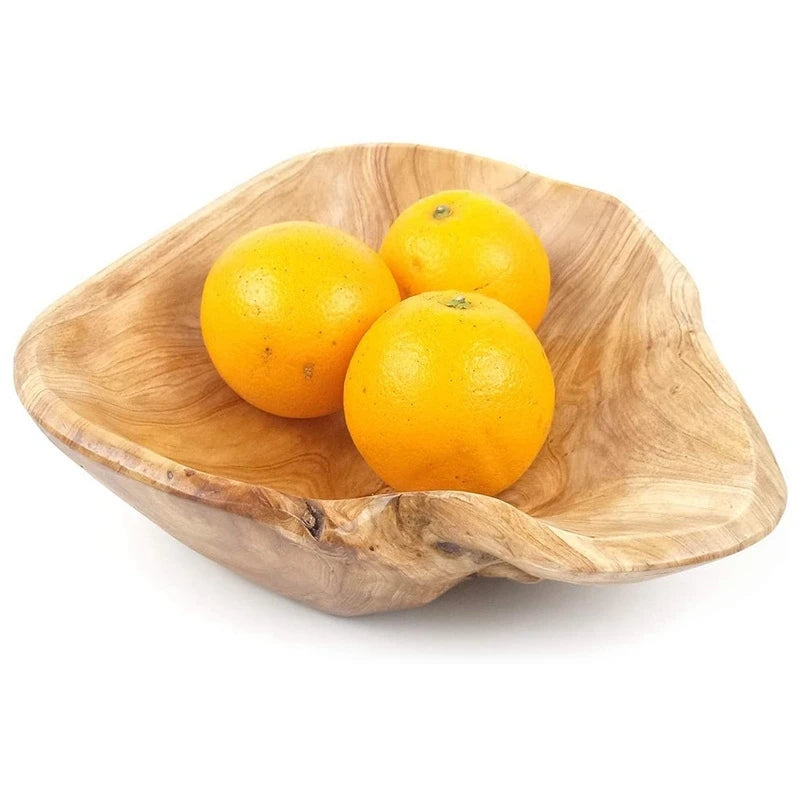 Hand-Carved Root Wood Bowl for Fruit, Salad & Snacks | Natural Real Wood Serving Bowl | Rustic Living Room & Kitchen Decor, 15–19cm