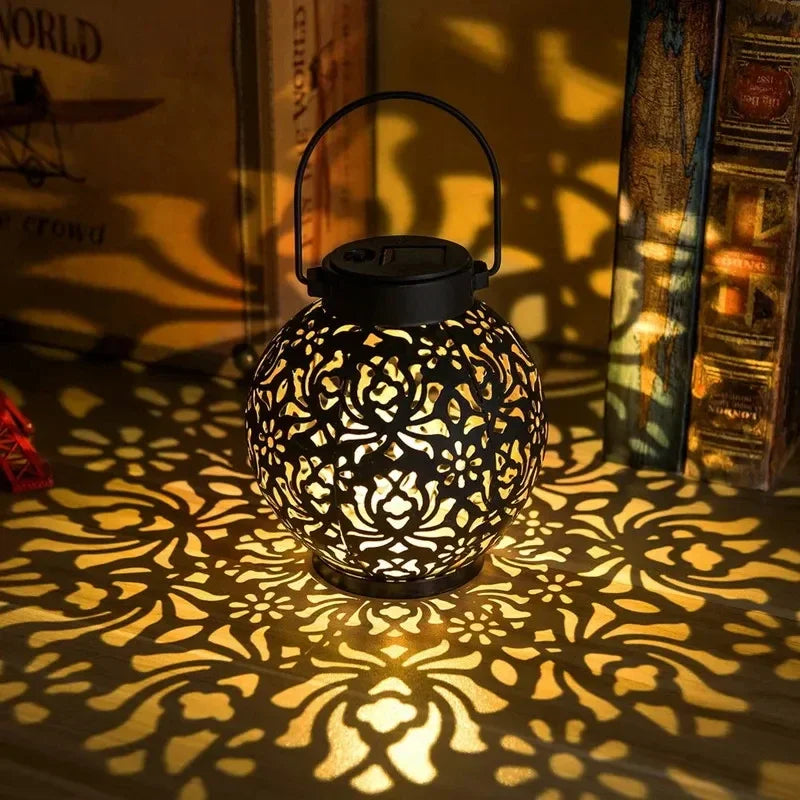 Solar Projection Lantern | Waterproof Hanging Wrought Iron Outdoor Solar Light for Garden, Yard, Patio & Pathway Art Decoration