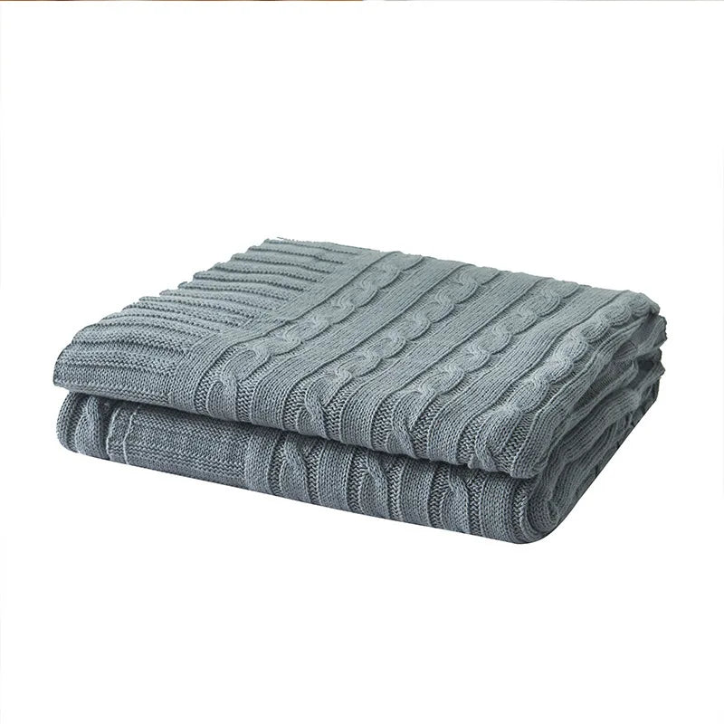 Cotton Cable Knit Throw Blanket for Bed & Sofa | Heavyweight Soft Knitted Blanket | Classic Cozy Bedroom Decor | 2 Sizes, 8 Colours