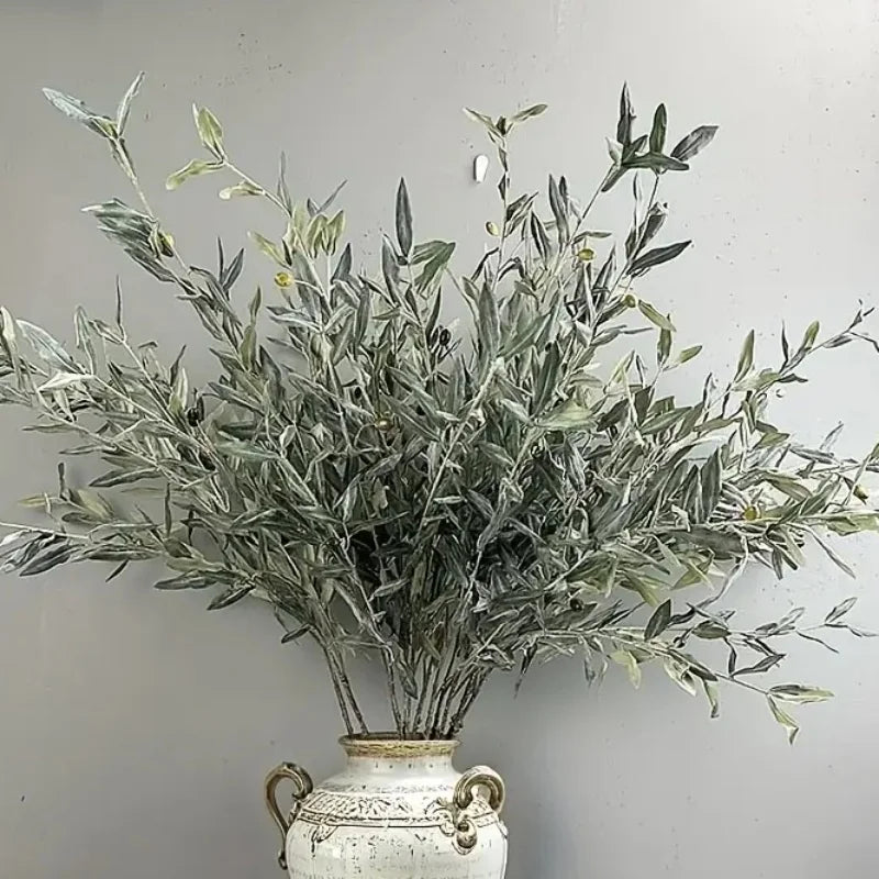 Artificial Olive Branch for Vases & Wreaths | 113cm Realistic Faux Olive Leaves | Fake Plant Stem for Living Room, Wedding & Christmas Decor
