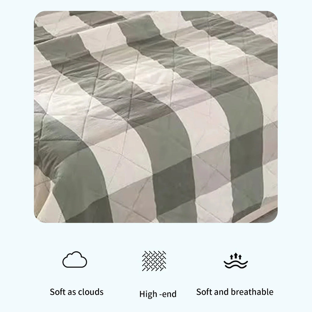 Lightweight Plaid Quilt for Bed & Sofa | Soft Washed Summer Comforter & Bedspread | Cozy Bedroom Decor in 5 Colours, 150x200 to 200x230cm